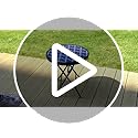 PHI VILLA Folding Side Table – Tempered Glass Round Patio Table, Blue