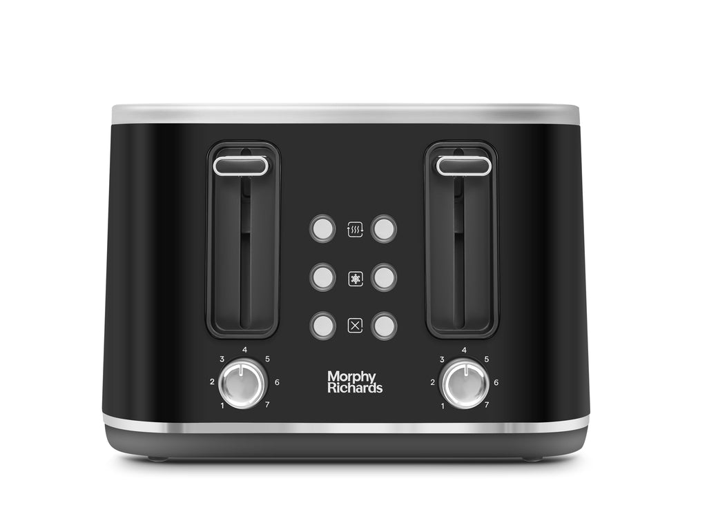 Morphy Richards Motive 4 Slice Toaster – Black Metal with 7 Settings