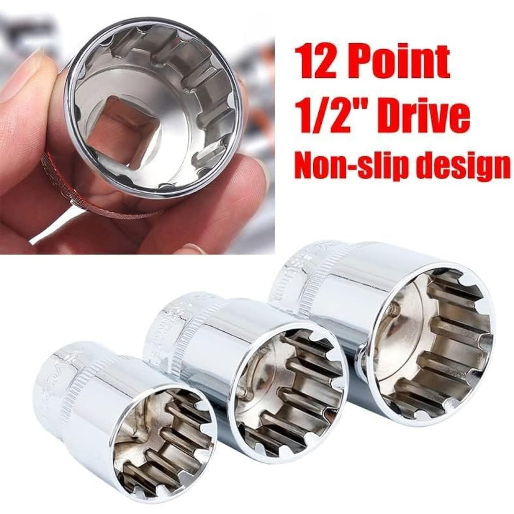19pc Spline Socket Set 1/2" Drive Universal Metric 8-32mm