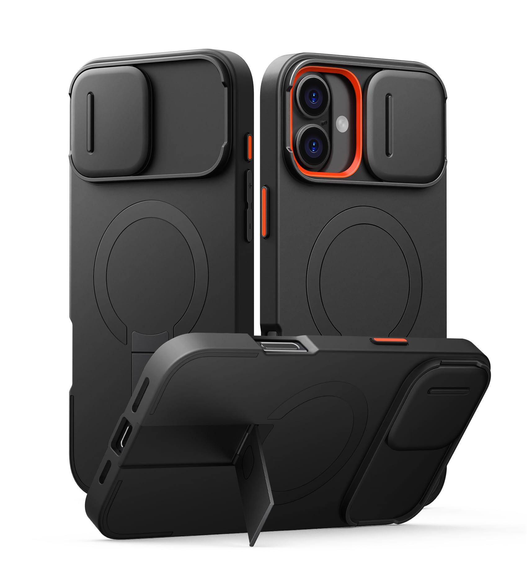 SURITCH iPhone 16 Plus Magnetic Case with Kickstand & Camera Cover