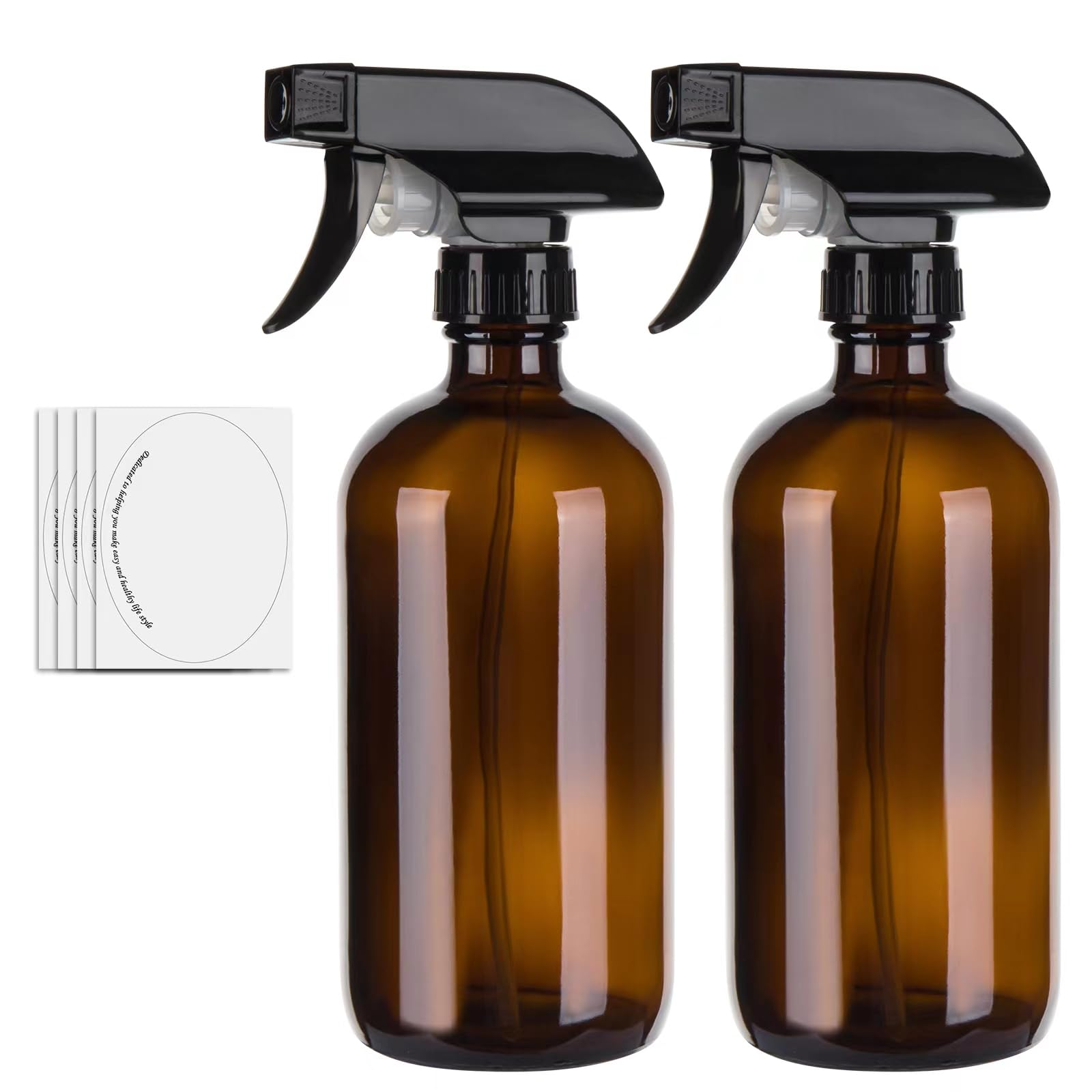 500ml Amber Glass Spray Bottles with Adjustable Trigger | 2 Pack
