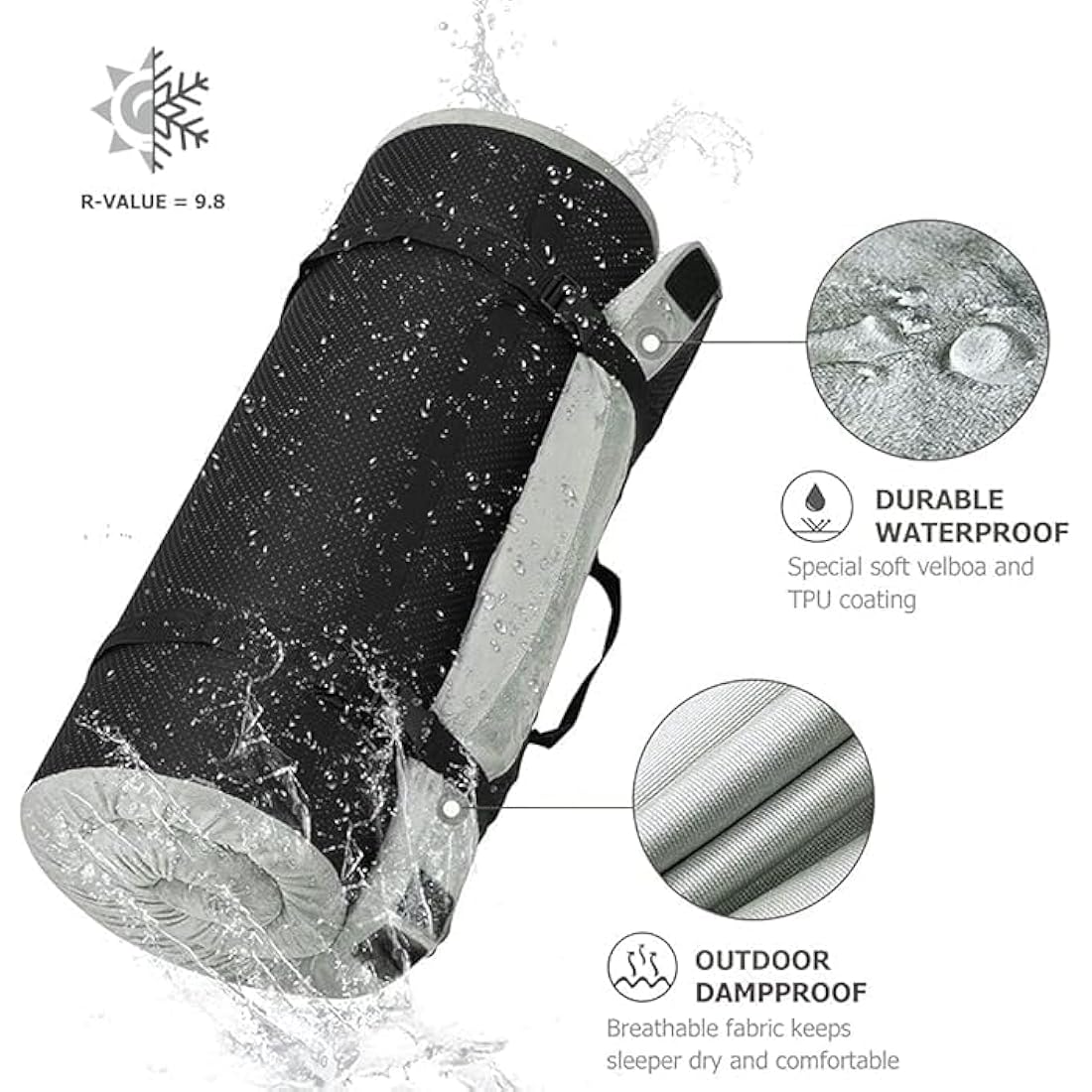 Willpo Memory Foam Camping Mattress | Portable Sleeping Pad with 2 Covers