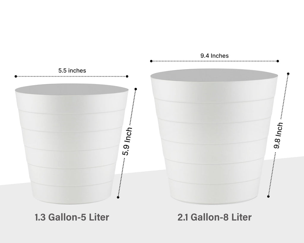 Zuvo Waste Paper Bin 5L, Wave Design Bin for Bedroom and Office, White