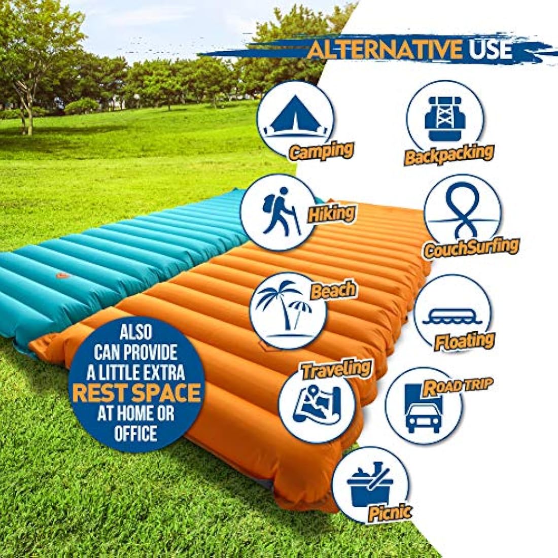 ZOOOBELIVES Airlive2000 Inflatable Sleeping Pad with Built-in Pump