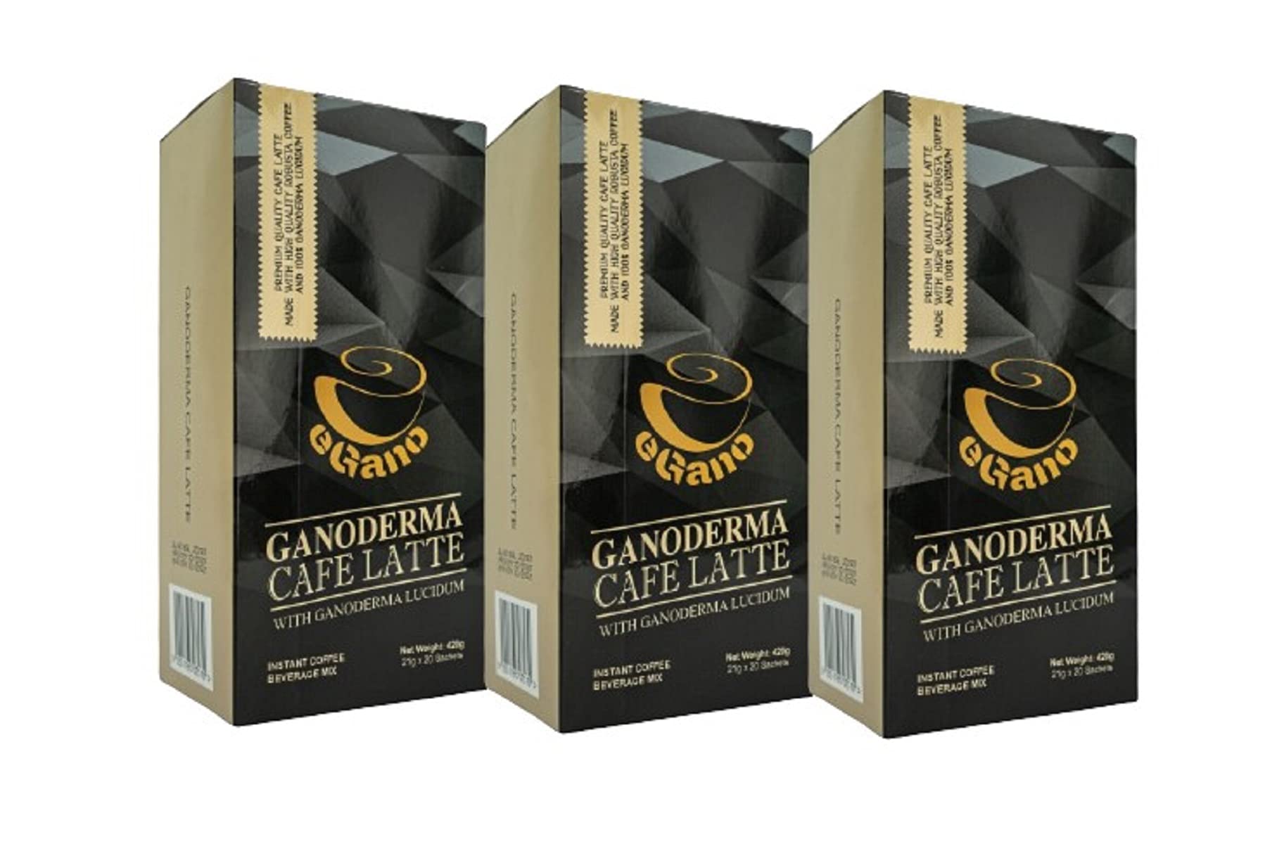 eGano Ganoderma Cafe Latte – Instant Mushroom Coffee (3 Boxes, 60ct)