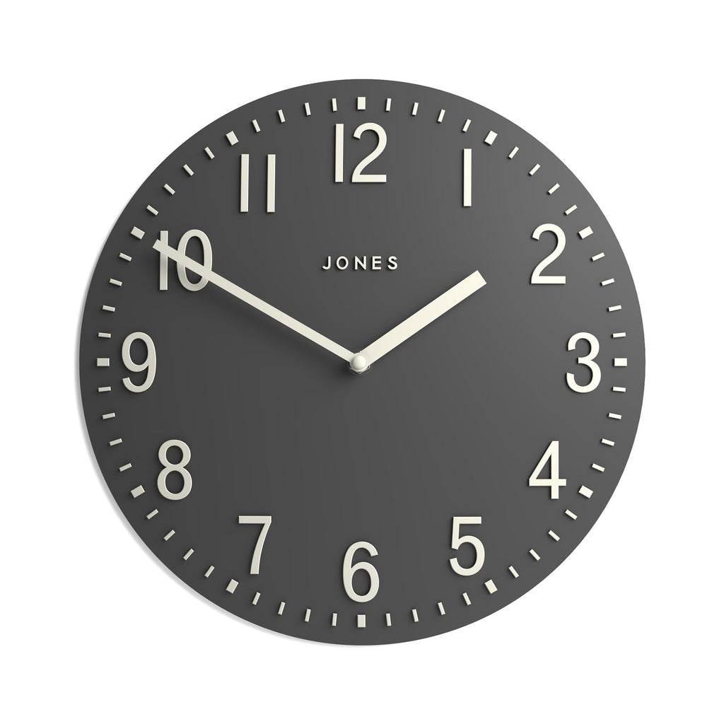 Jones Clocks Chilli Modern Wall Clock – 30cm Dark Grey Acrylic