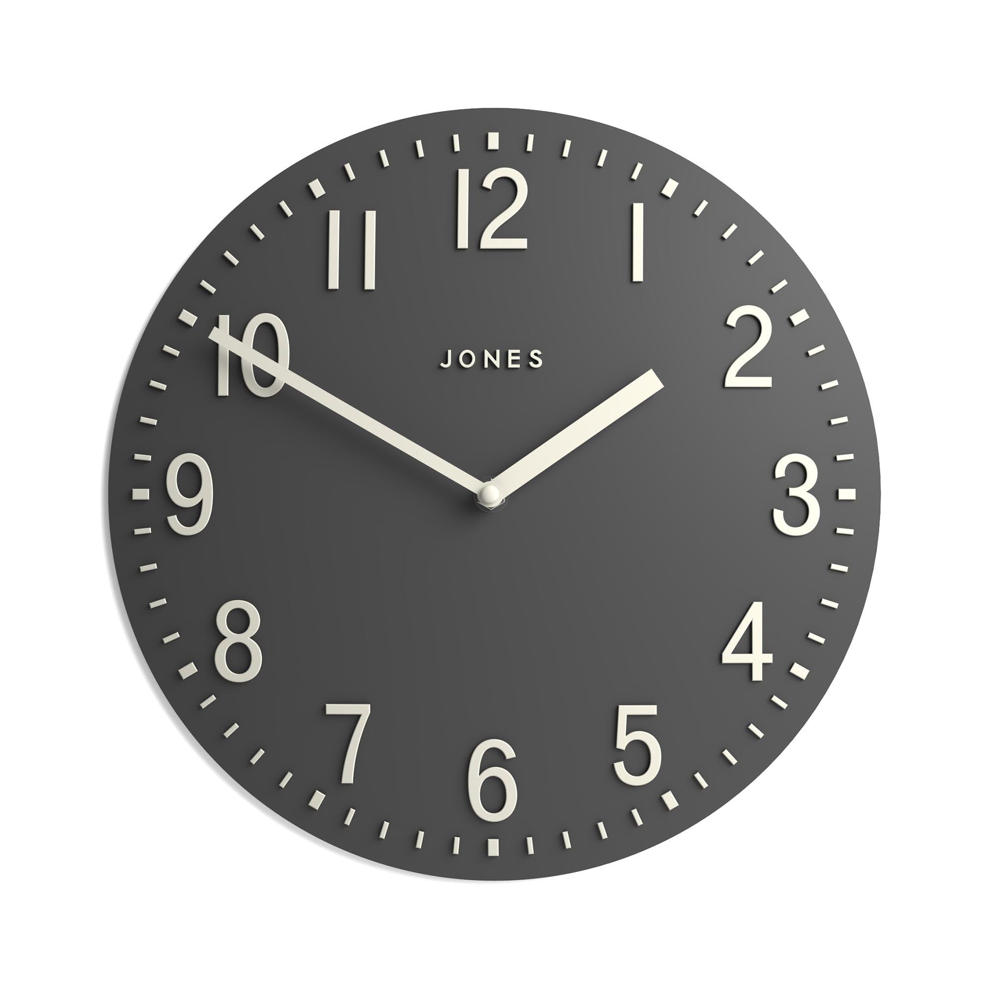 Jones Clocks Chilli Modern Wall Clock – 30cm Dark Grey Acrylic