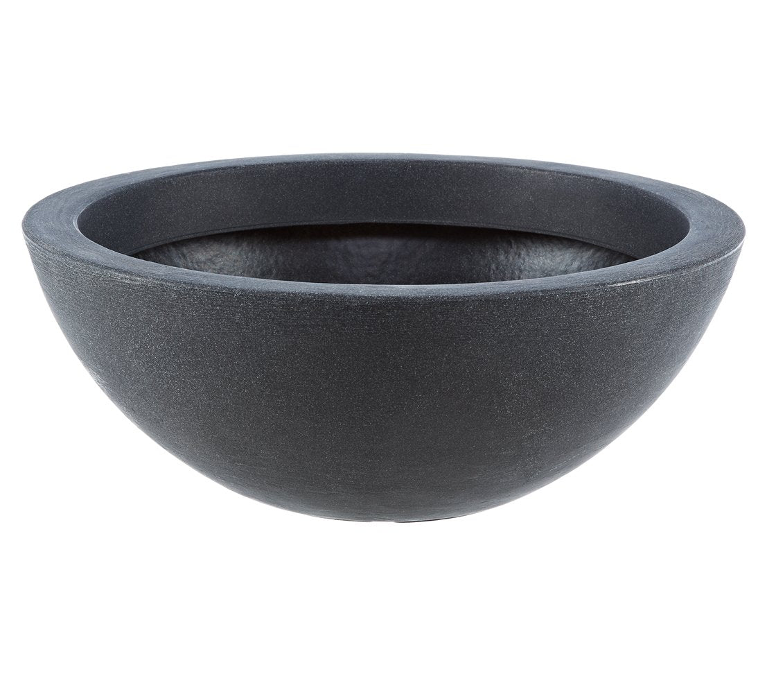 Dehner Spherical Bowl – 52cm Anthracite Frost-Resistant Plastic Planter