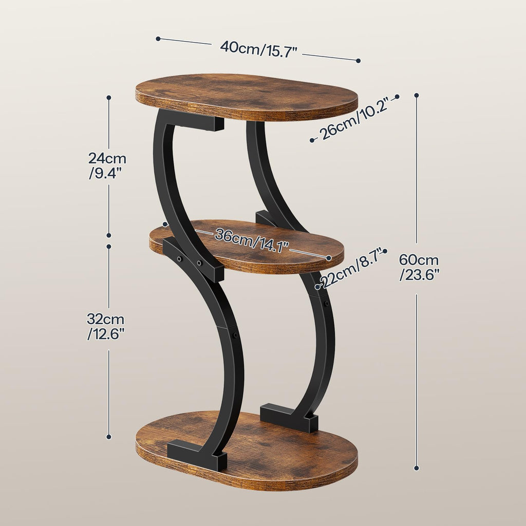 HOOBRO 3-Tier Side Table, Small Table with Storage Shelf, Oval Sofa Table for Small Space, Slim Bedside Table Round Corner Table for Living Room - image 3