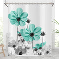 Hnmdmyi Floral Shower Curtain | Teal & Grey Wildflower Waterproof Polyester