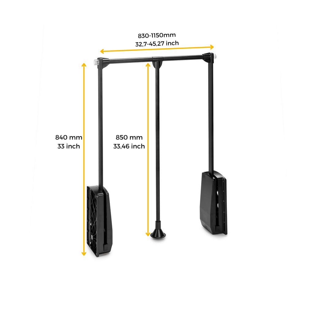 Emuca Pull Down Wardrobe Rail Lift – 830-1150mm Adjustable Moka Finish