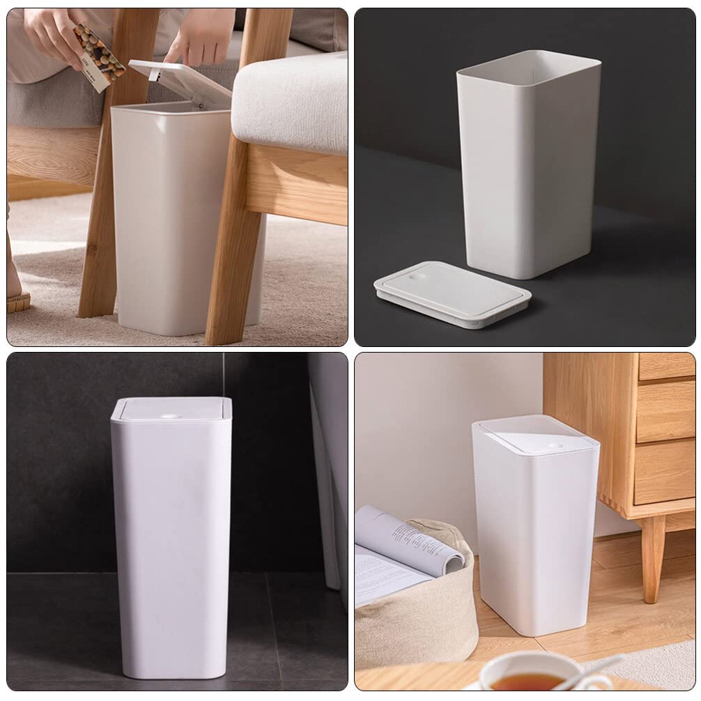 GANAZONO Narrow Garbage can Small Trash Cans with Lid for Bathroom - Garbage Can with Press Type Lid, Narrow Plastic Trash Bin - image 3