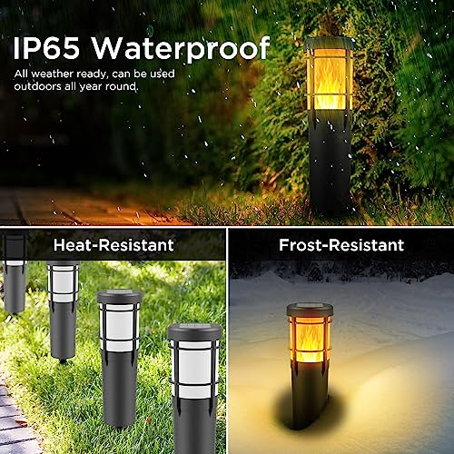 Ainostone Solar Torches | 4-Pack RGBW Flickering Flame Garden Lights