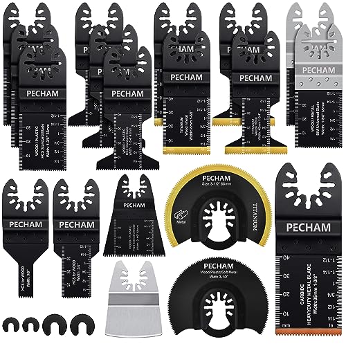 PECHAM 23PCS Titanium & Carbide Oscillating Multitool Blades for Metal