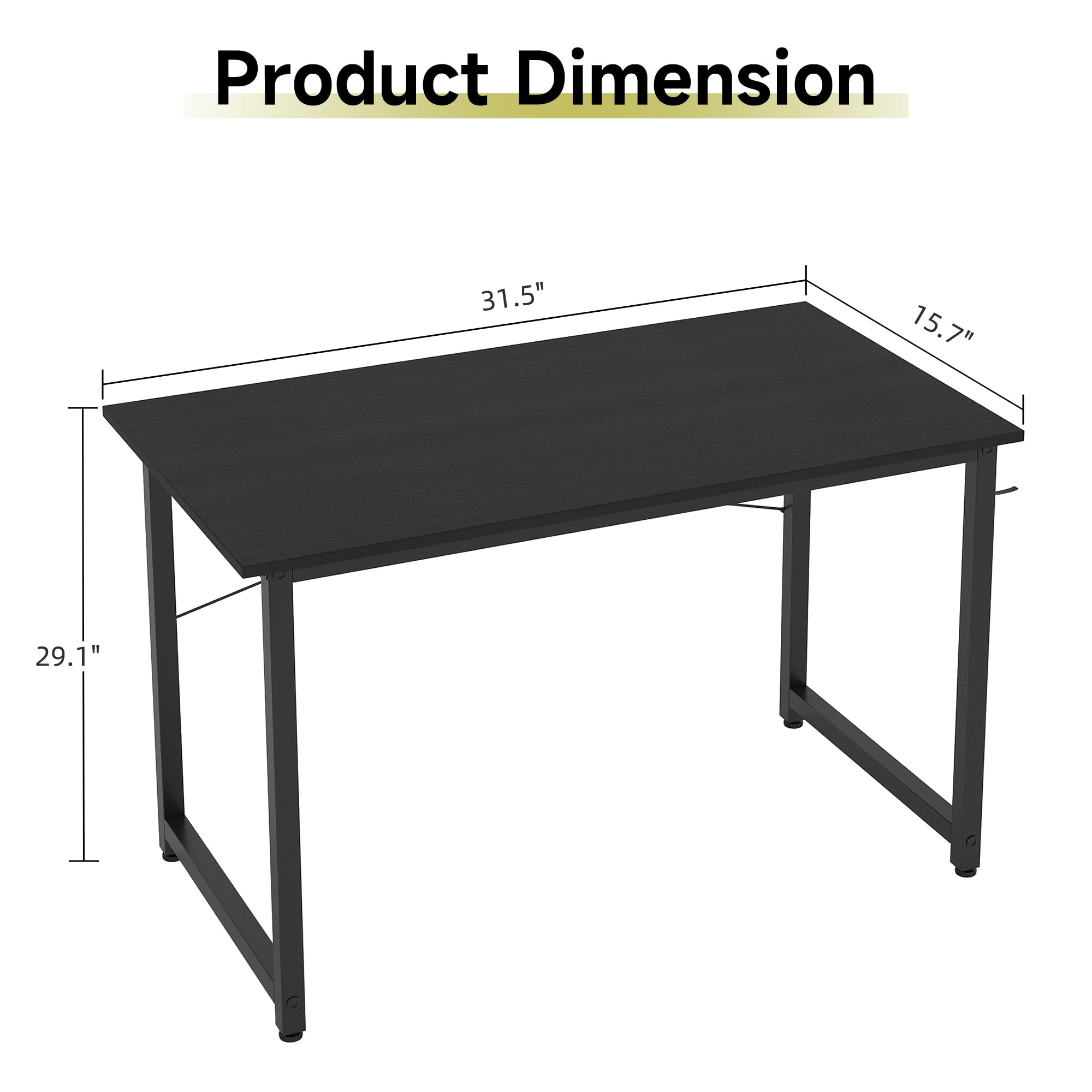 Flrrtenv 80cm Computer Gaming Desk | X-Shaped Metal Frame | Modern Black