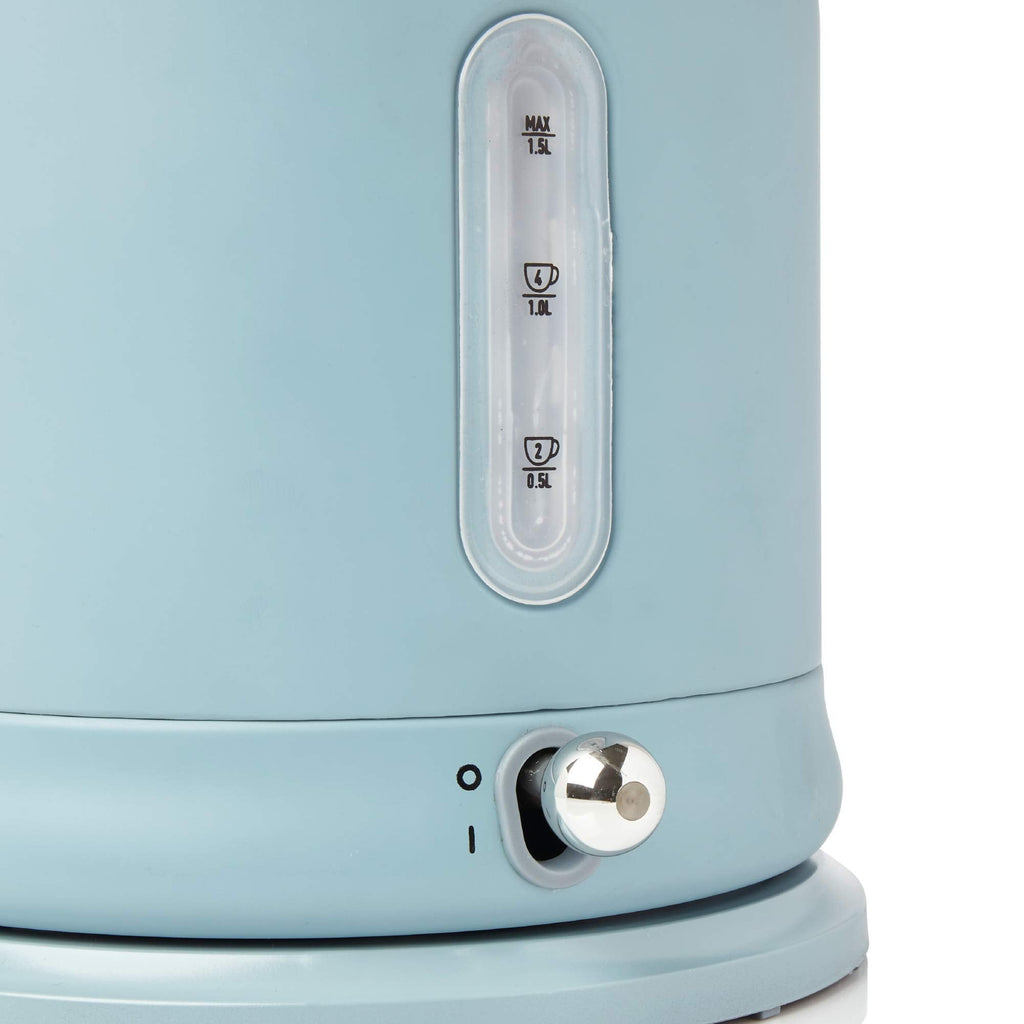 Haden Highclere Electric Kettle – 1.5L Retro Stainless Steel, 3000W Blue