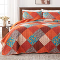 Qucover Super King Patchwork Quilted Bedspread | Floral Microfiber Set