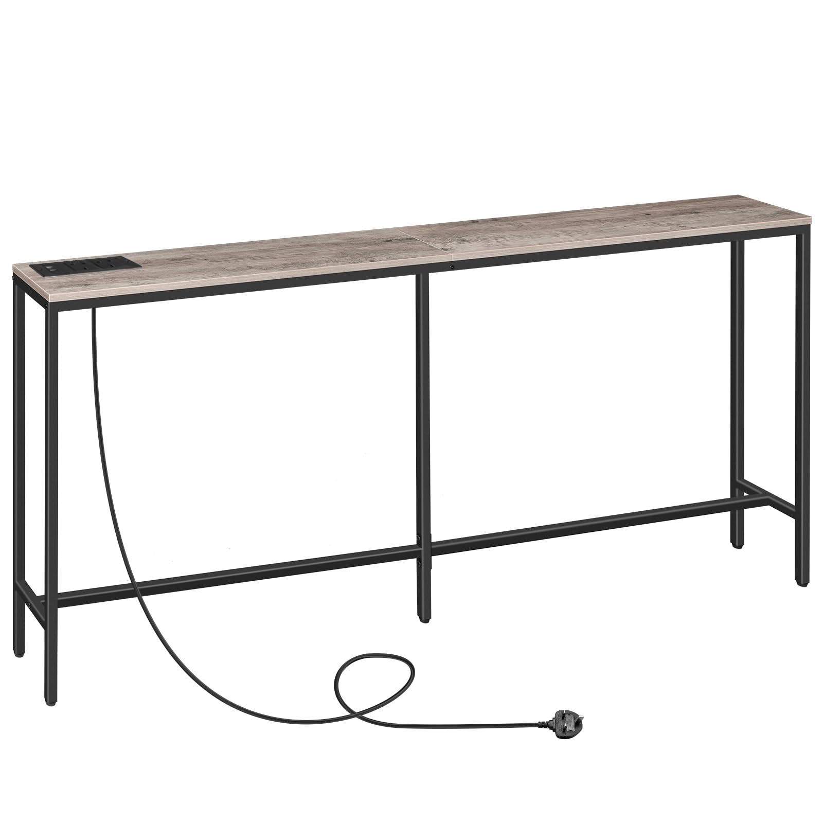 MAHANCRIS 180 CM Narrow Console Table with Power Outlet | Industrial Black