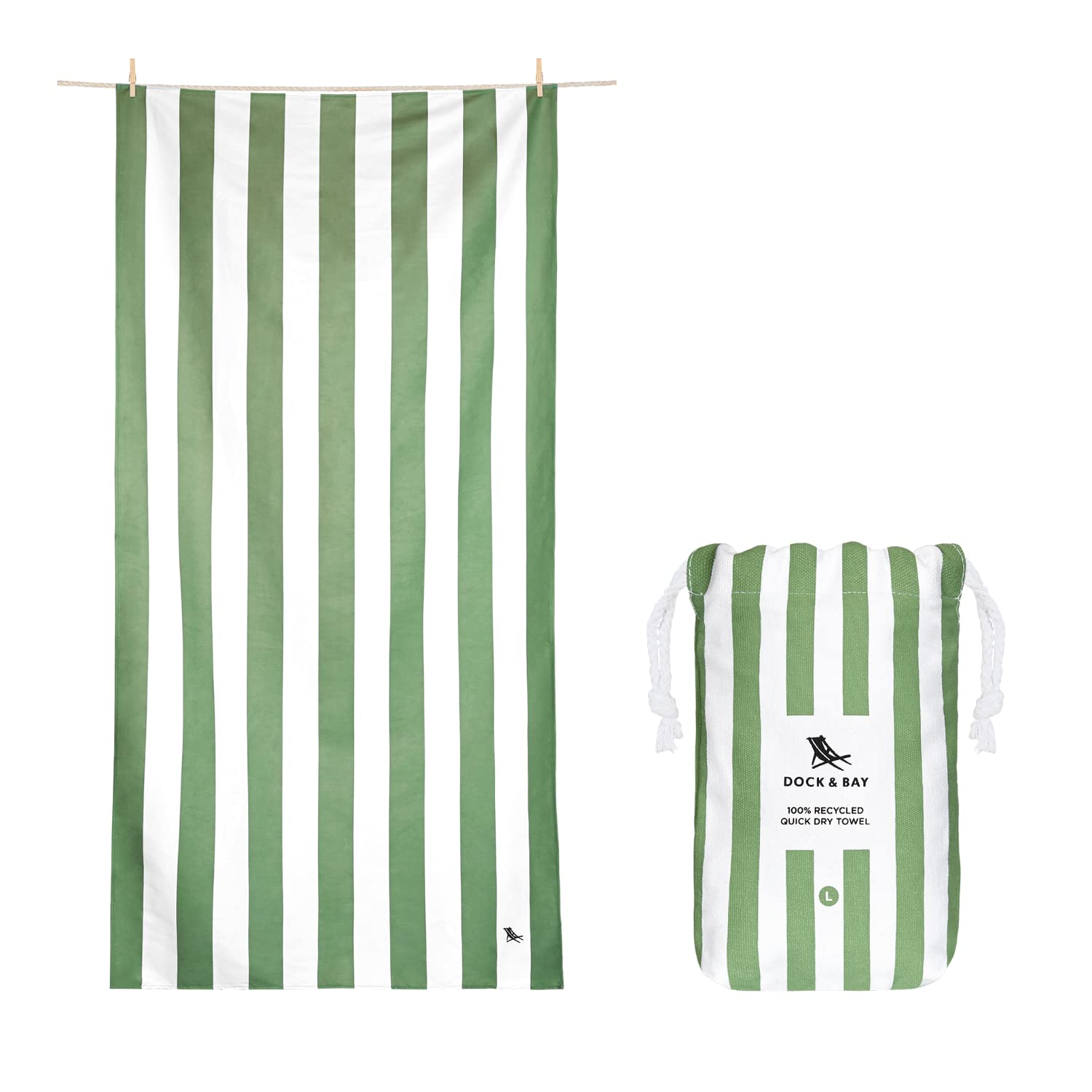 Dock & Bay Sand Free Beach Towel – Quick Dry Recycled – Cayman Khaki XL