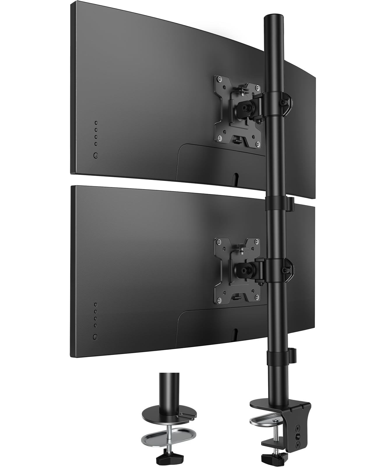 HUANUO Vertical Dual Monitor Stand | Stacked Mount for 17-32 Inch Screens
