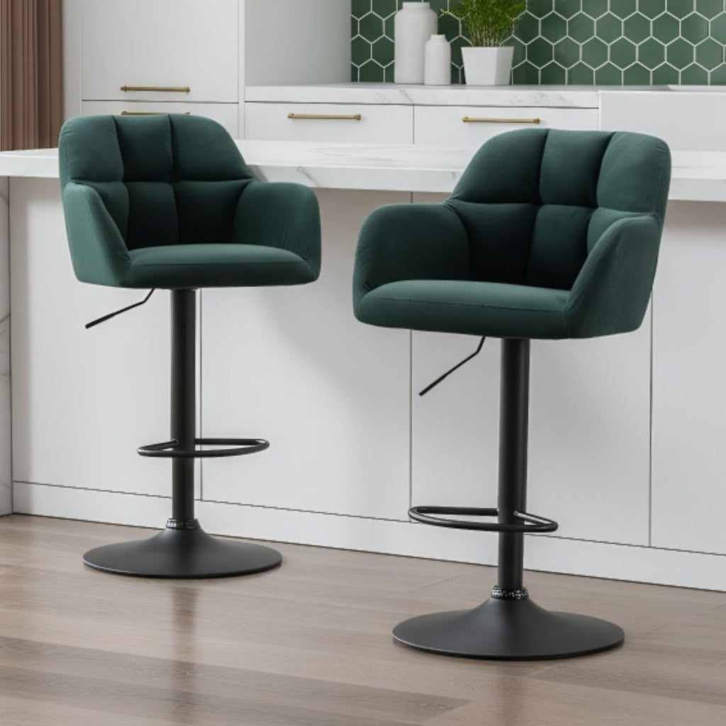 Ya-Home Bar Stools Set of 2 Breakfast Kitchen Stools with Backrest, Green - image 1