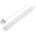 Masterplug 6-Way Surge Protected Extension Lead | 2m Cable, White
