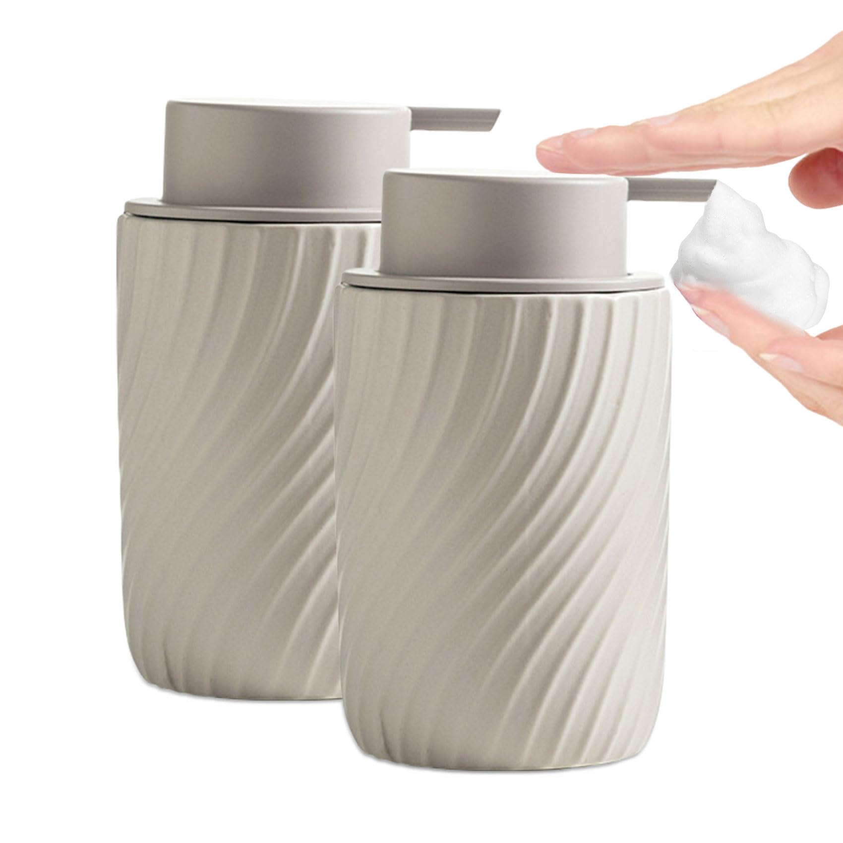 XUDREZ Ceramic Foam Soap Dispenser – 280ml Modern Pump Bottle, Oat