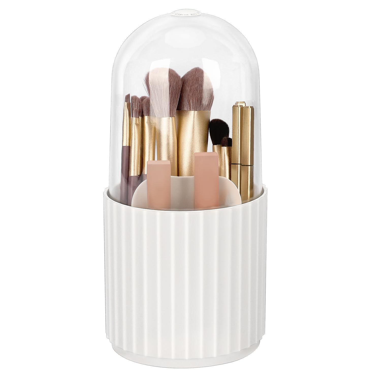 JessLab Rotating Makeup Brush Holder with Lid | 360 Spinning Organizer
