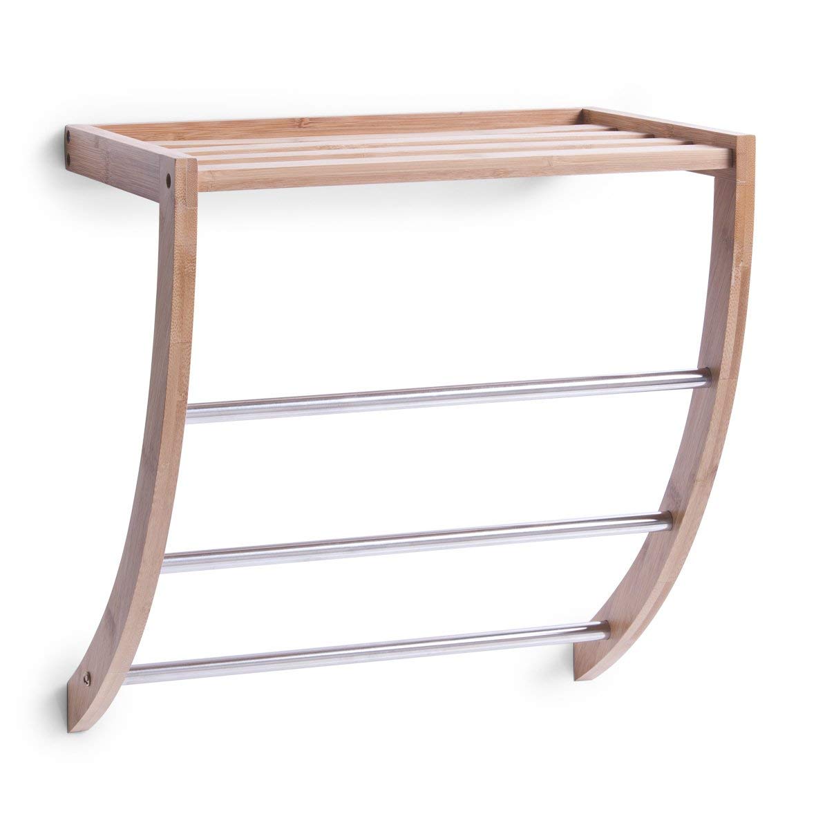 Zeller Bamboo Towel Rail – 3-Tier Chrome Bathroom Storage Stand