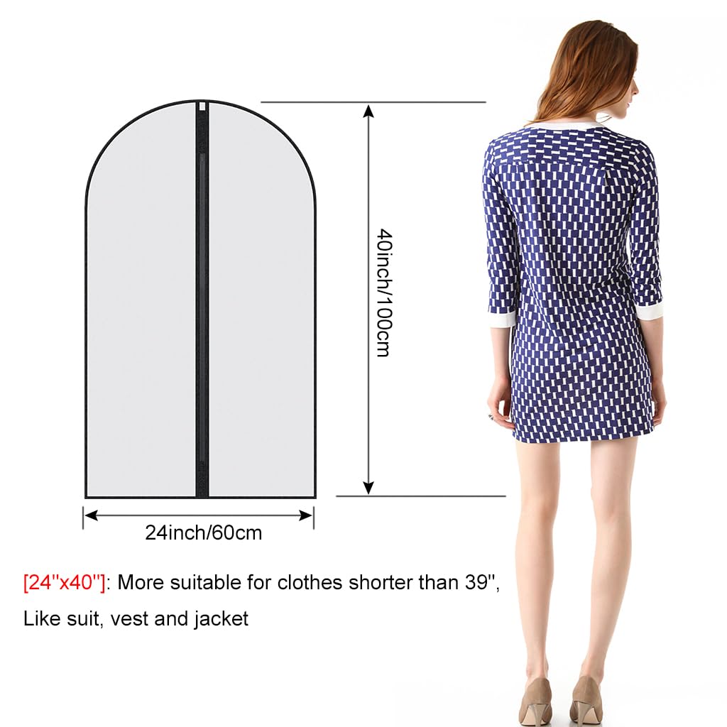 Garment Bags,5PCS Dustproof Garment Covers PEVA Translucent Clothes Covers with Zip Moth Proof Suit Protector Bags Waterproof Dress Covers for Shirts - image 2