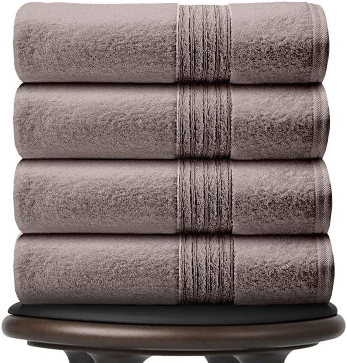 GC Gaveno Cavailia 4-Pack Bath Towel Set | 100% Cotton 450 GSM - Silver