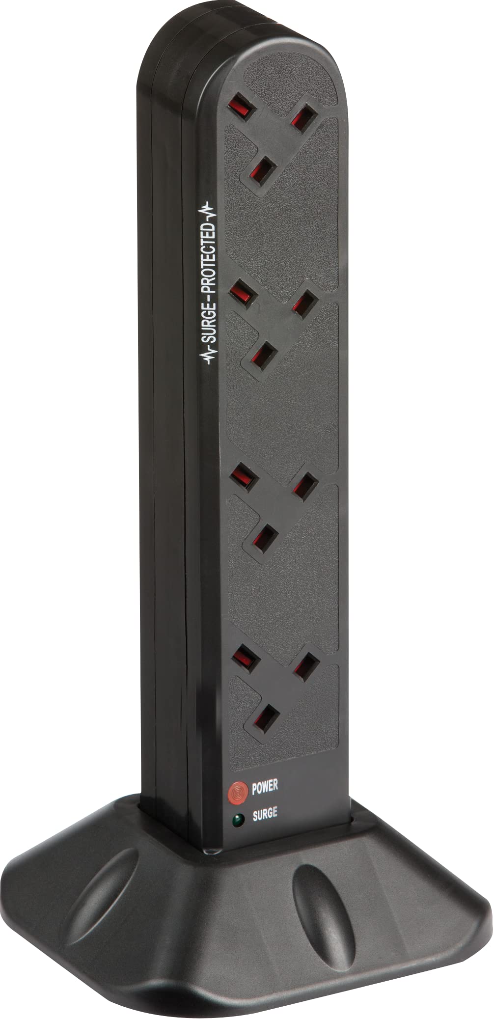Knightsbridge 8 Gang 2m Surge Protected Tower Extension Lead - Black