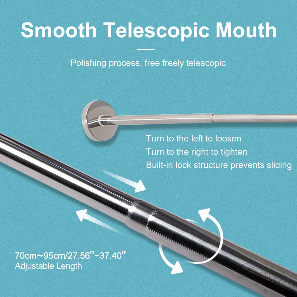 Hershii Curved Shower Curtain Rod Adjustable 70-95 cm x 70-95 cm