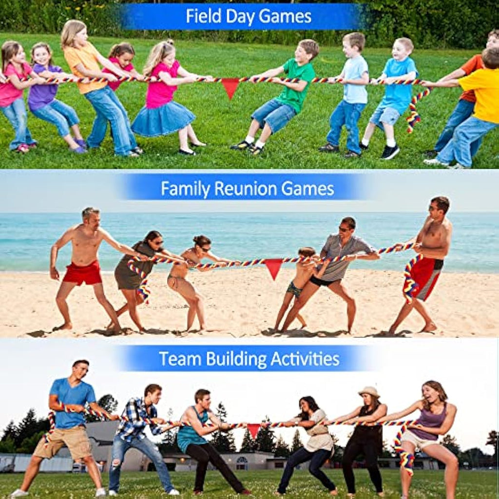 WYRJXYB 60ft Tug of War Rope Set – Cotton Outdoor Field Day Games for Kids