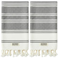 DEMMEX Organic Turkish Cotton Hand Towels - Set of 2 Diamond Weave Dark Grey
