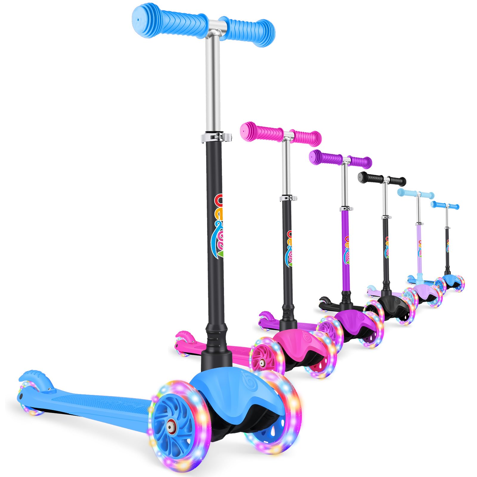 BELEEV 3 Wheel Scooter for Kids Ages 2-6 | Light-Up Wheels & Adjustable Height