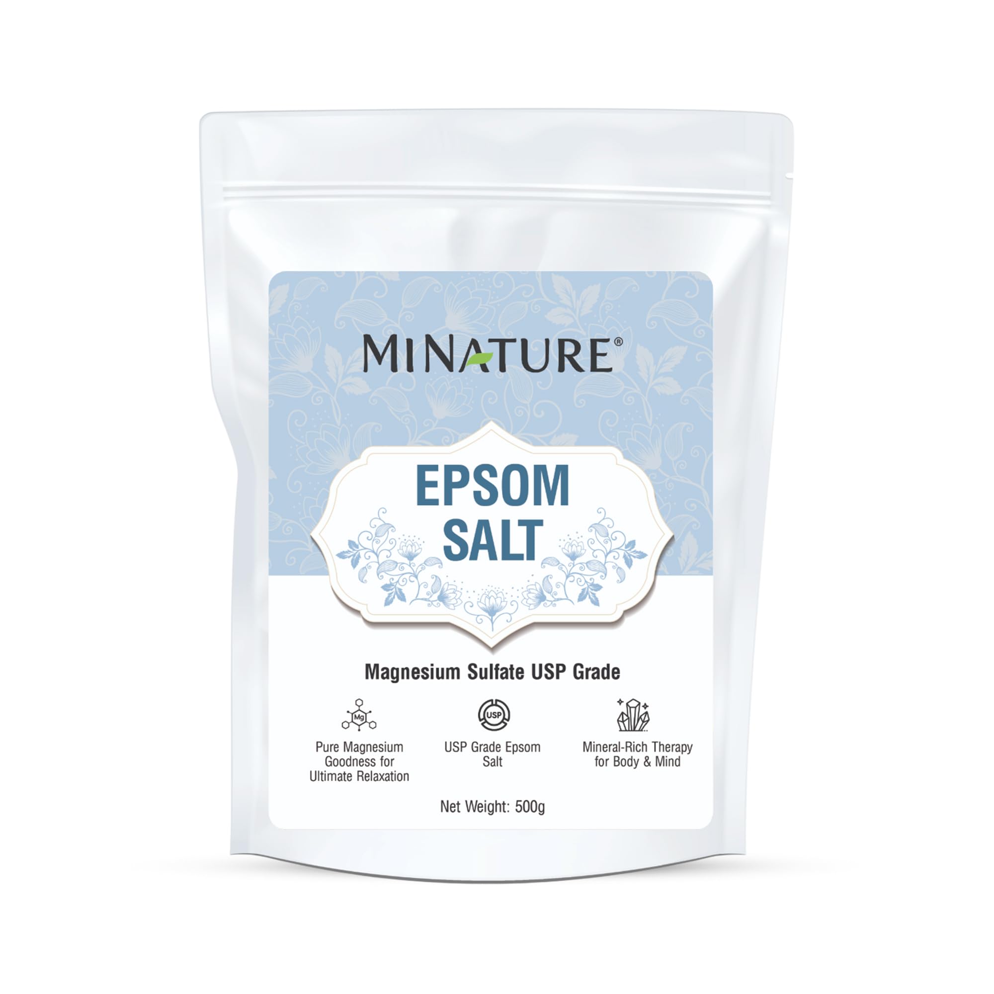 Mi Nature Epsom Salt - USP Grade Magnesium Sulfate Bath Soak - 500g