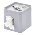 iDesign Plastic Tissue Box Cover with Makeup Tray – Grey Vanity Holder