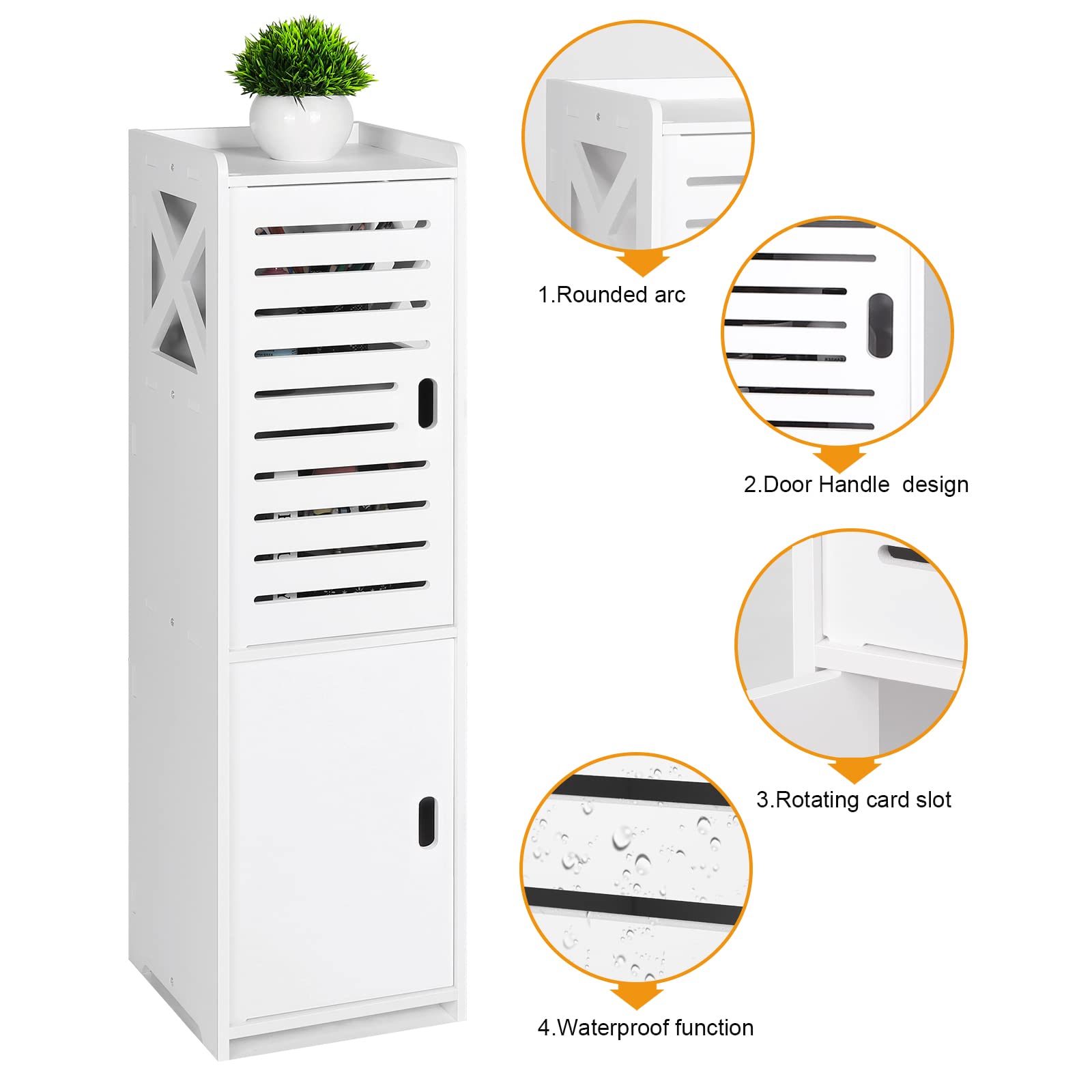 FACOKOLA 3-Tier Slim Bathroom Floor Cabinet | Waterproof Storage Unit