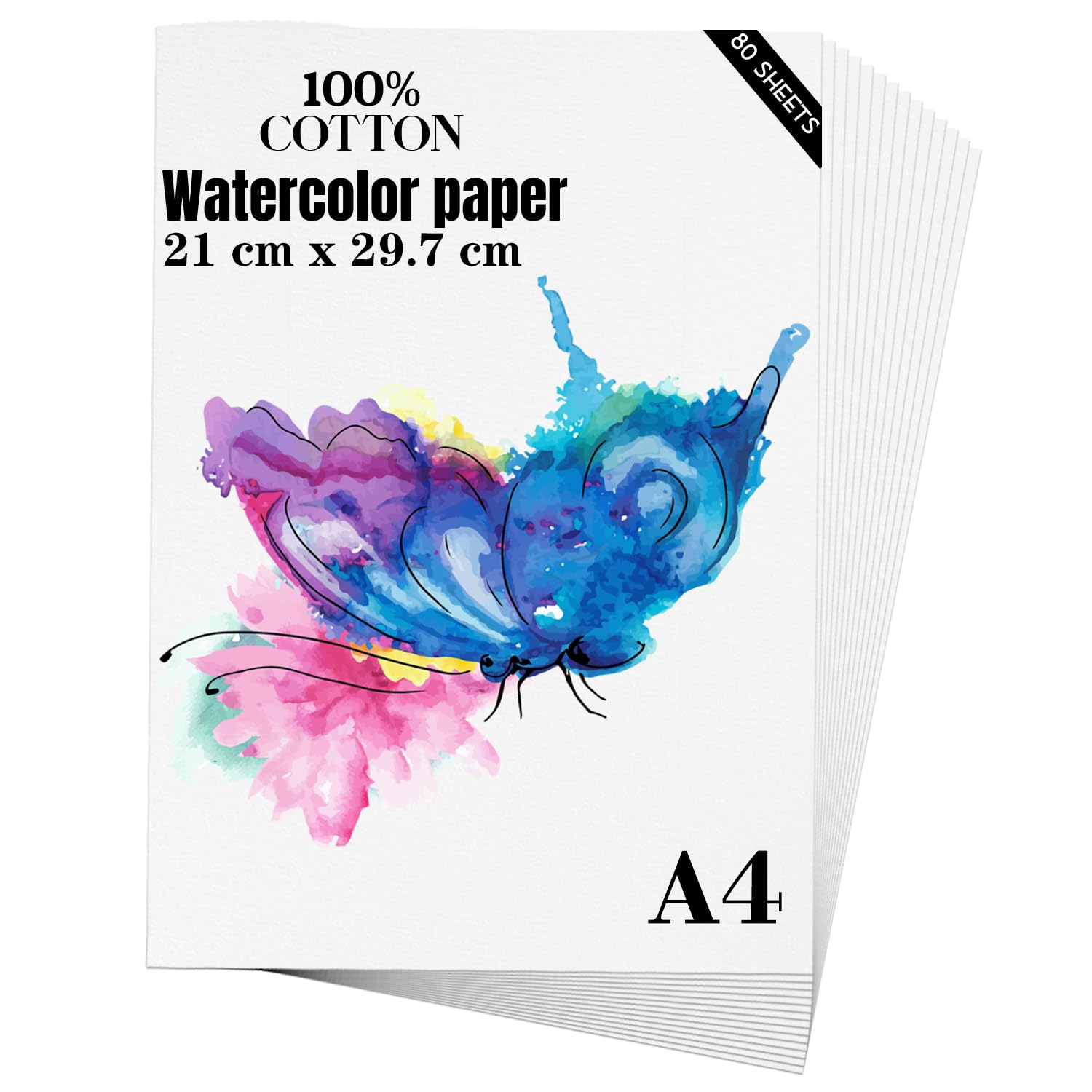 A4 Watercolor Paper | 300GSM Cold Press 100% Cotton - 80 Sheets