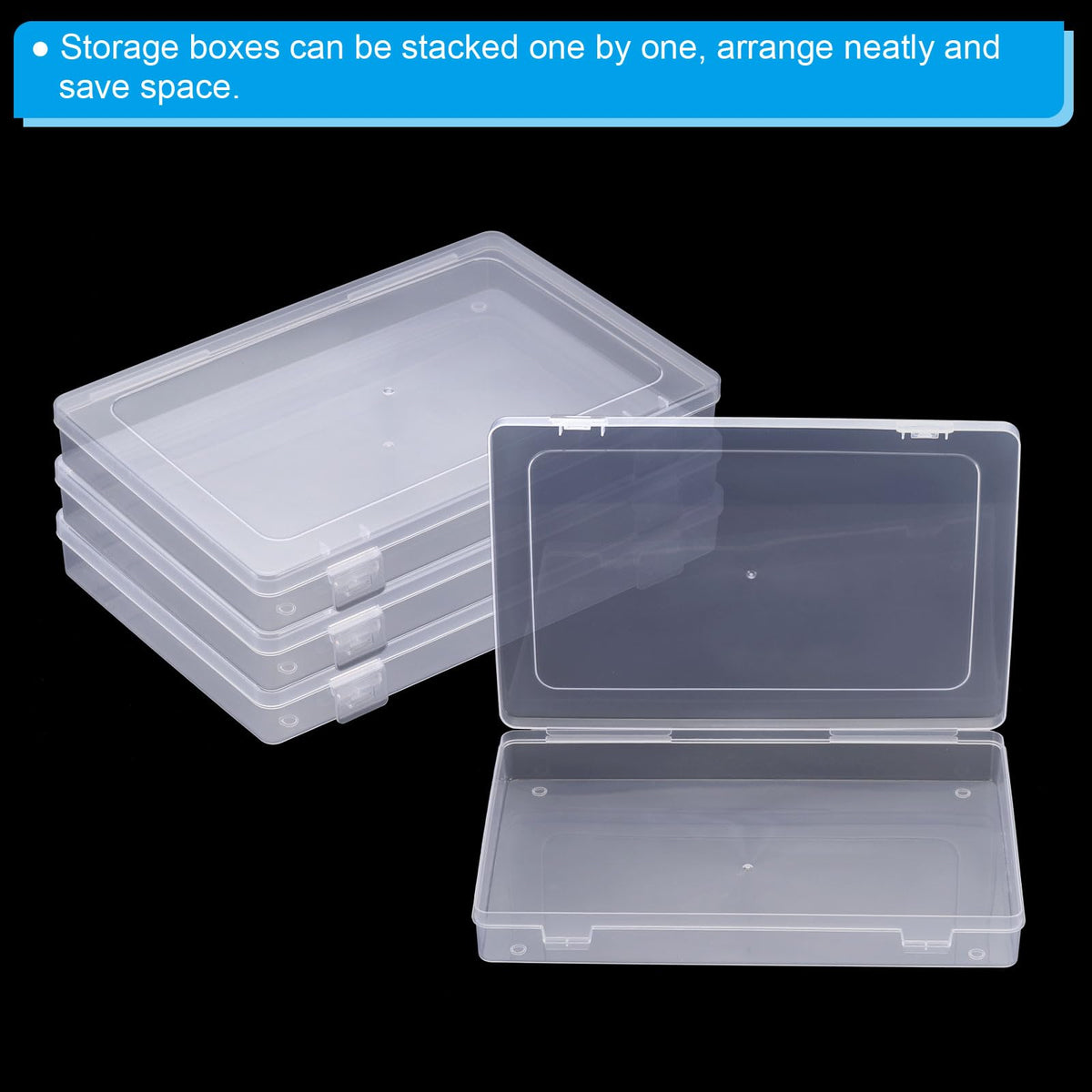 PATIKIL 9x6x1.2inch Clear Storage Box with Hinged Lid, 12Pack Plastic Stackable Rectangle Organizer Container for Beads Jewelry Small Items Art Craft - image 4