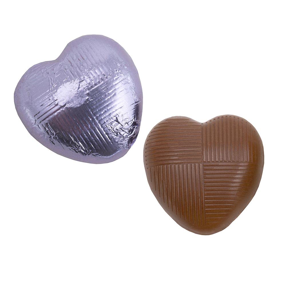 Italian Options Milk Chocolate Hearts | Lilac Foil Wedding Favors - 1kg