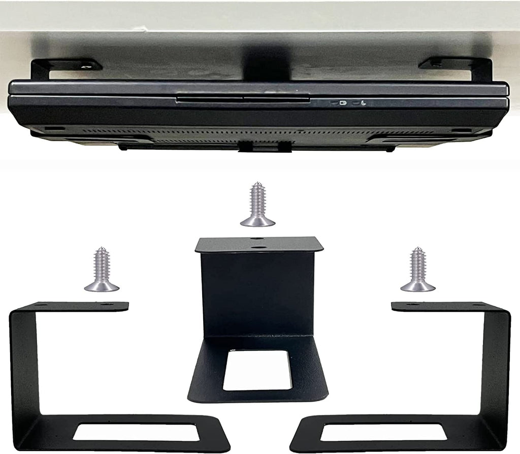 Laptop Holder Under Desk Laptop Mount Organizer Rack Storage Shelf, Add On Under Table Laptops, Keyboard, Routers, Modems, Cable Box - image 1