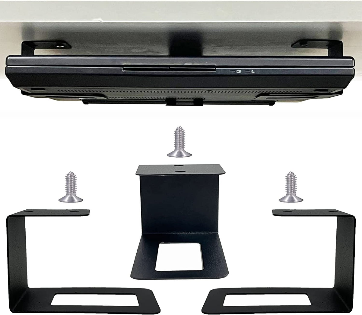 Laptop Holder Under Desk Laptop Mount Organizer Rack Storage Shelf, Add On Under Table Laptops, Keyboard, Routers, Modems, Cable Box - image 1