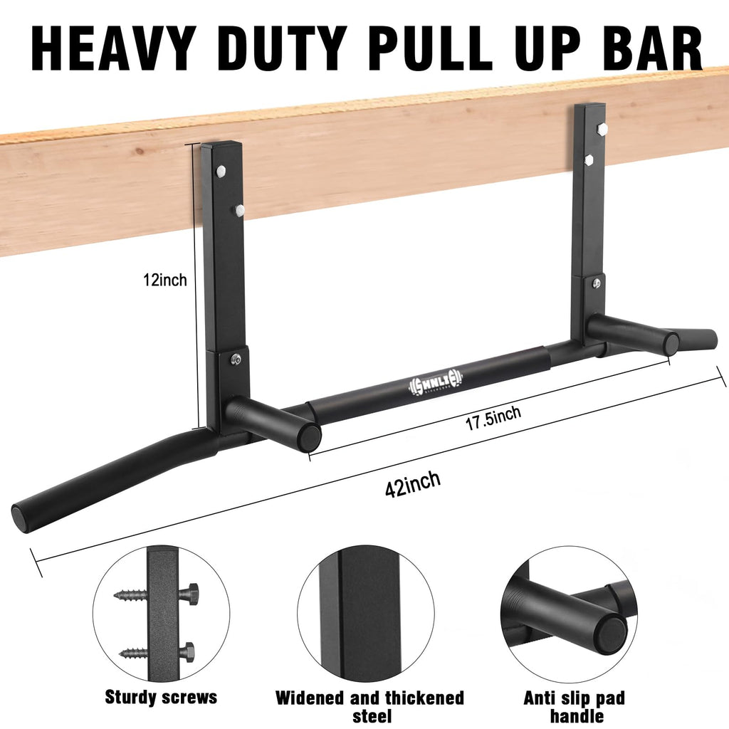 Shnlie Joist Mounted Pull Up Bar | 42" Heavy Duty Ceiling Chin Up Bar