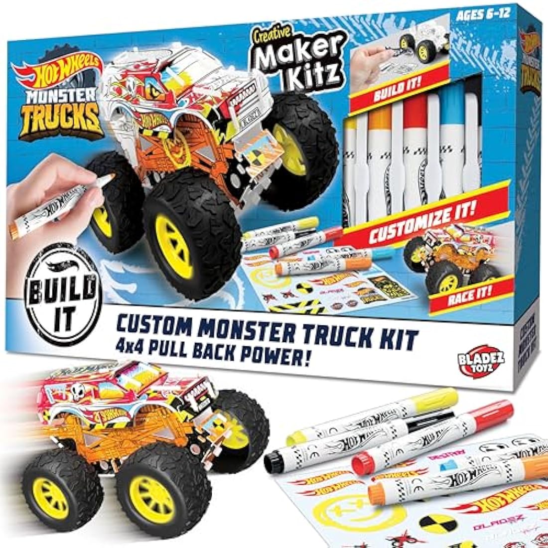 Hot Wheels Make Your Own Monster Truck Art Set – STEM Toy with Ramp