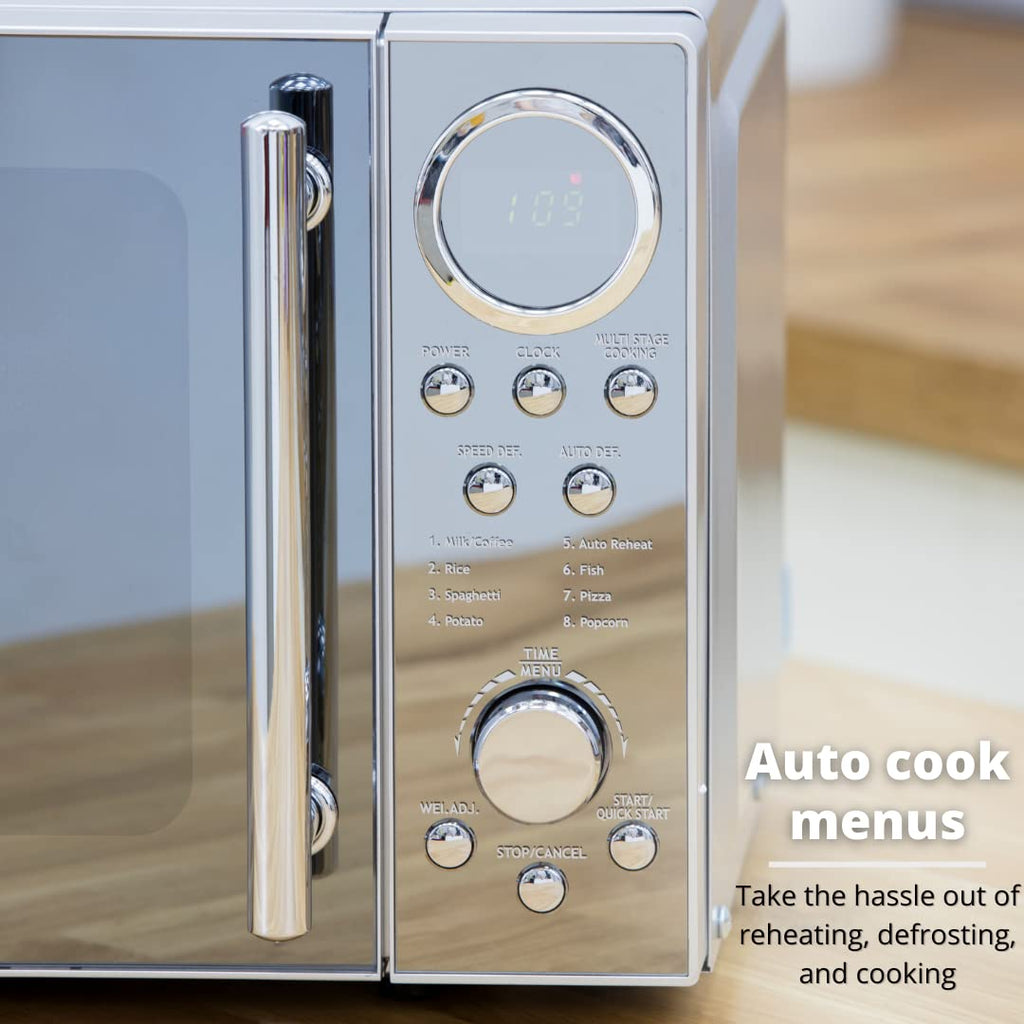 Swan 20L Digital Microwave – 800W with Mirrored Door and 10 Power Levels