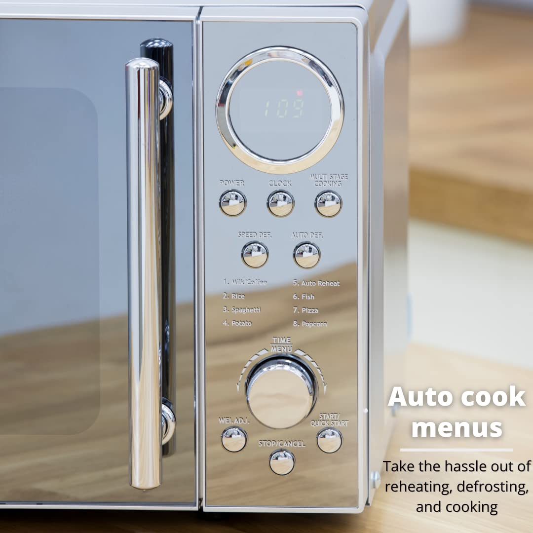 Swan 20L Digital Microwave – 800W with Mirrored Door and 10 Power Levels