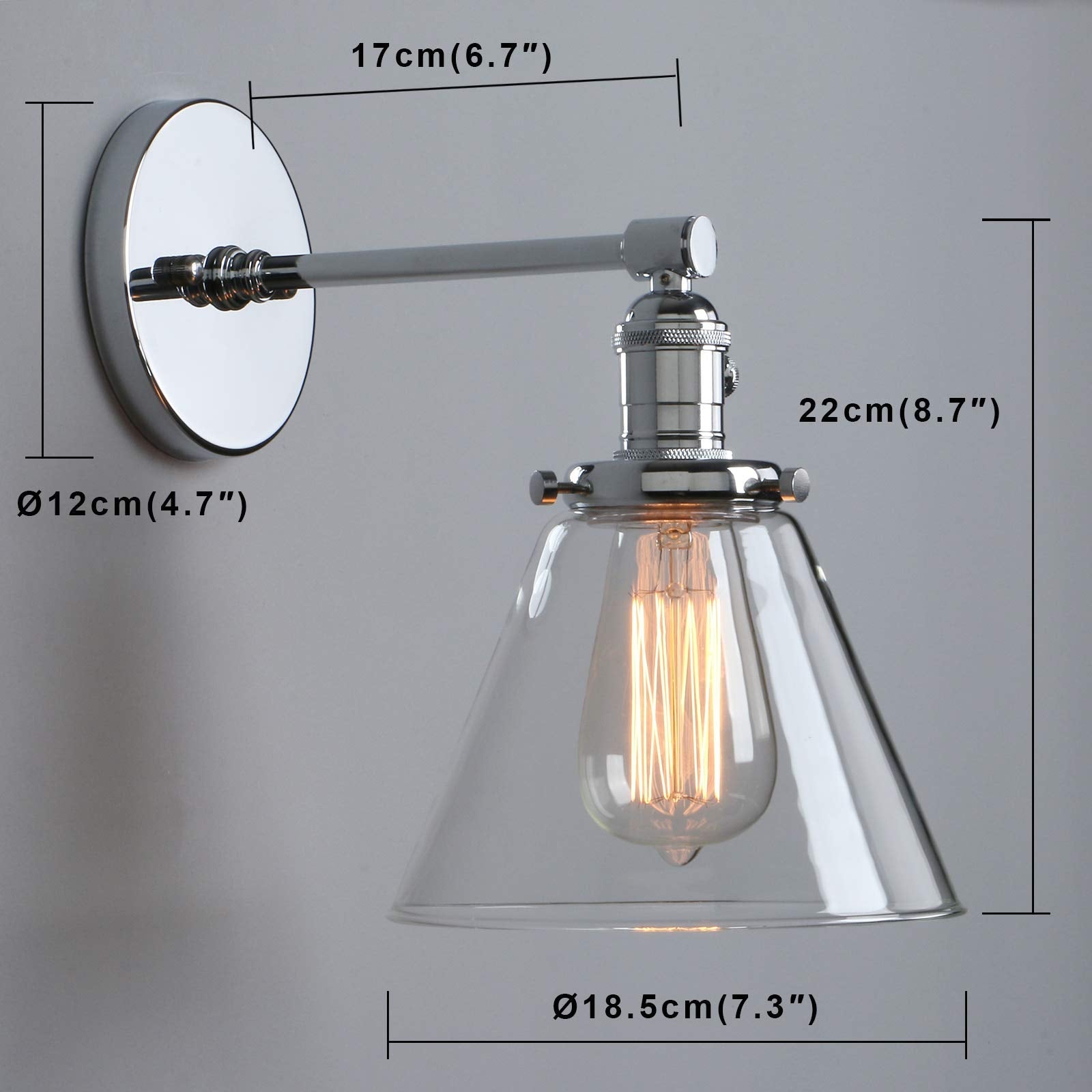 Phansthy Industrial Glass Wall Sconce – Vintage Brass & Chrome Light