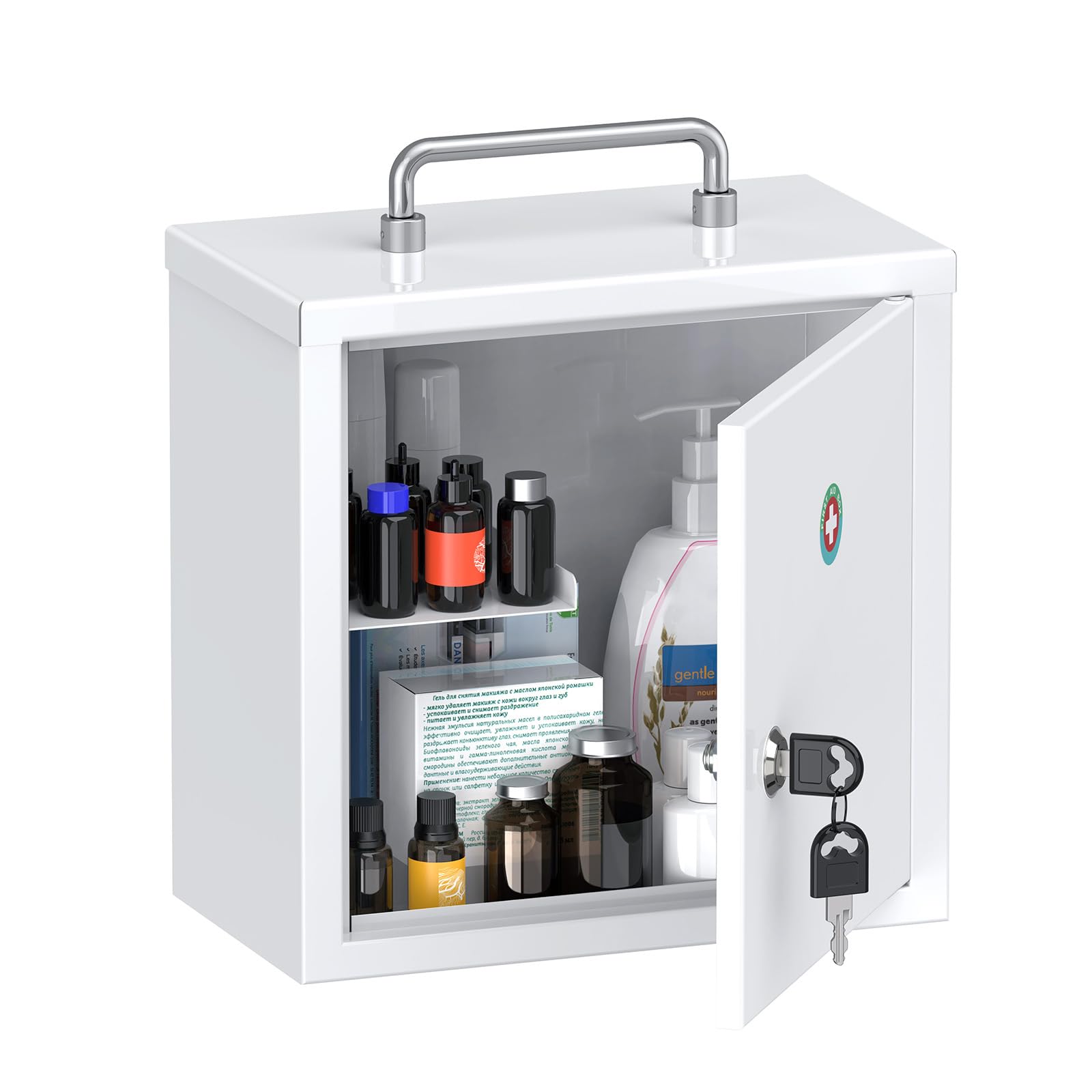 Uniclife Wall Mount Medicine Cabinet – Lockable Steel First Aid Organizer
